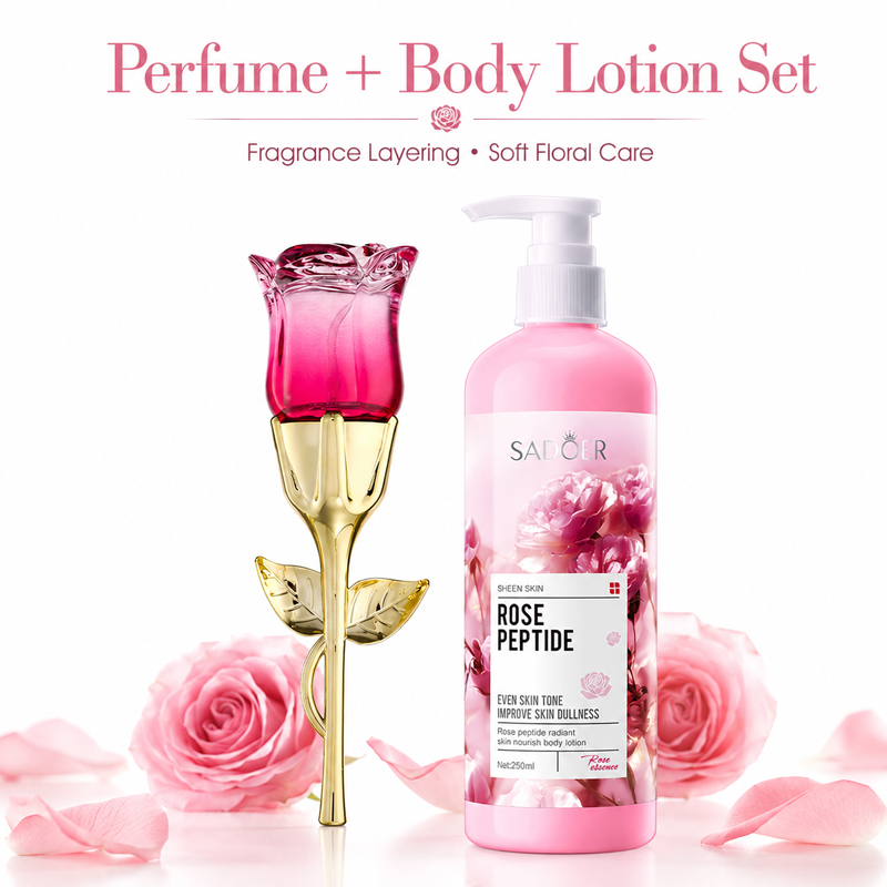 Perfume Fragrance Body Lotion - Rose Perfume & Body Lotion Set