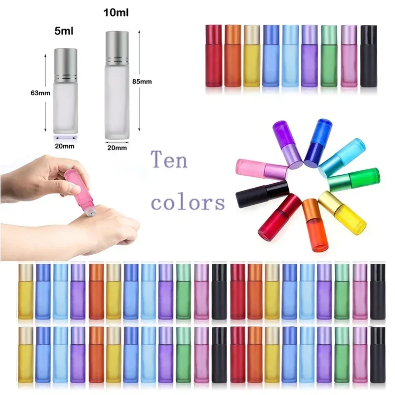 Fragrance Atomizer Pump - 10/30/50Pcs 5-10ml Frosted Glass Roller Bottles
